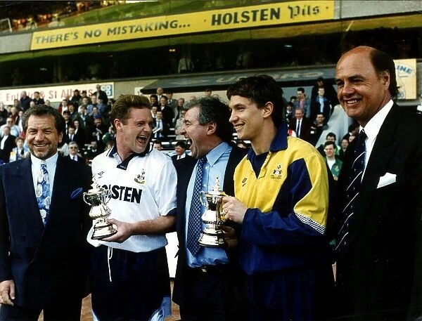 Gary Lineker with co player and managers of Tottenham Hotspur 1992 L to R Alan
