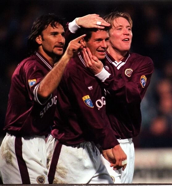 Gary Mackay celebrates November 1997 with team-mates