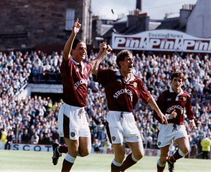 Framed Print : Gary Mackay salutes Allan Johnston after scoring goal Hearts FC football Framed Print : Gary Mackay salutes Allan Johnston after scoring goal Hearts FC football