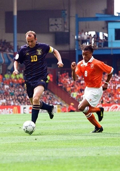 Gary Mcallister with the ball during the Scotland 0 v. Holland 0 game in the European