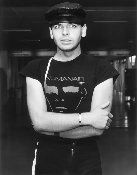 Framed Print : Gary Numan Pop star September 1981 leather hat numanair