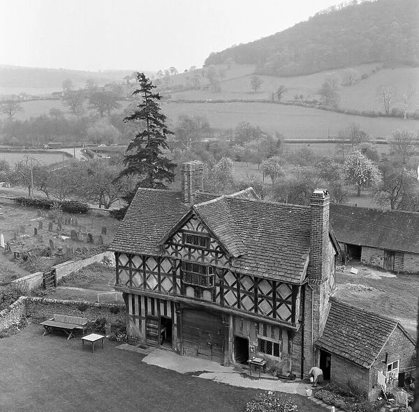 The gatehouse at Stokesay Castle in Stokesay, Shropshire. 21st April 1961