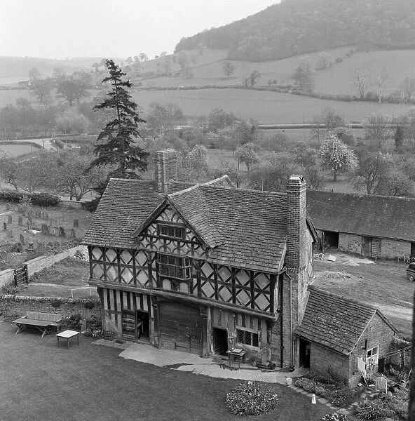 The gatehouse at Stokesay Castle in Stokesay, Shropshire. 21st April 1961