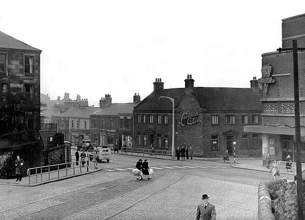 The Gateshead High Street junction with Old Durham Road and Belle Vue Terrace in 1965