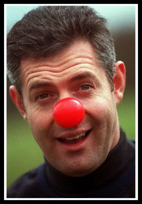 Framed Print : Gavin Hastings red nose day 12th March 1999 former rugby player at Heriot Watt