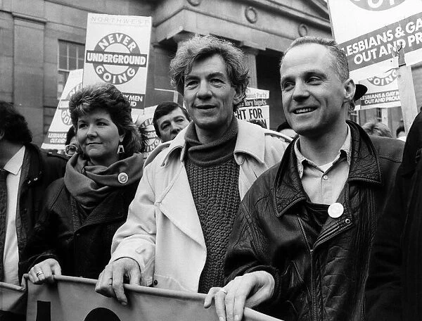 Gay Rights March February 1988 Actors Ian McKellen and Michael Cashman