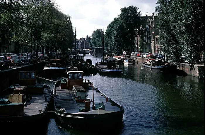 Framed Print : Gelderschekade from a bridge near Prins Hendrikkade central Amsderdam Holland