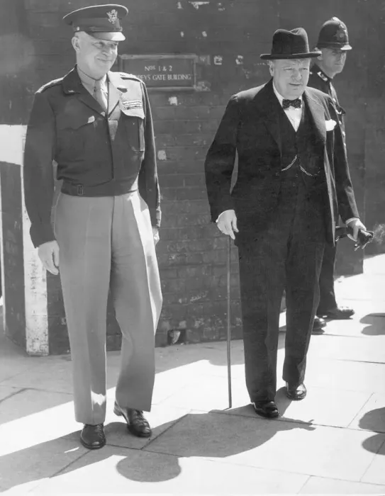 Framed Print : General Dwight D Eisenhower seen here with Prime Minister Winston Churchill following Framed Print : General Dwight D Eisenhower seen here with Prime Minister Winston Churchill following