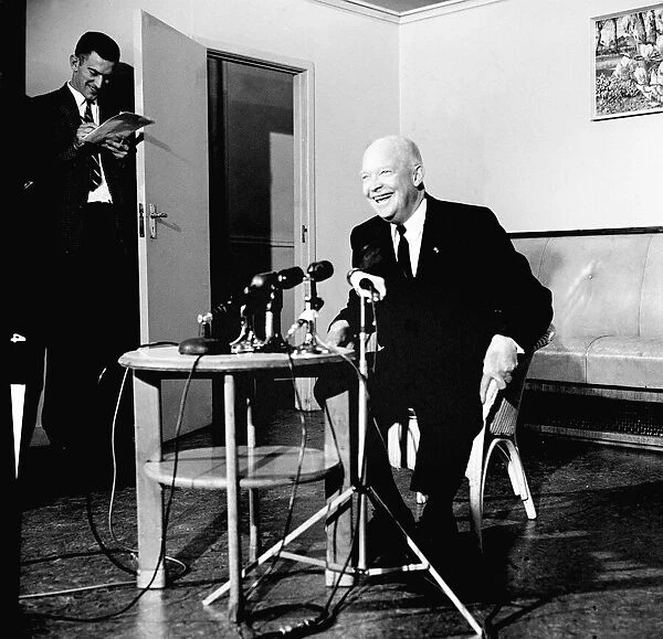 General Dwight Eisenhower seen here recording a speech during his tour of the UK 1962