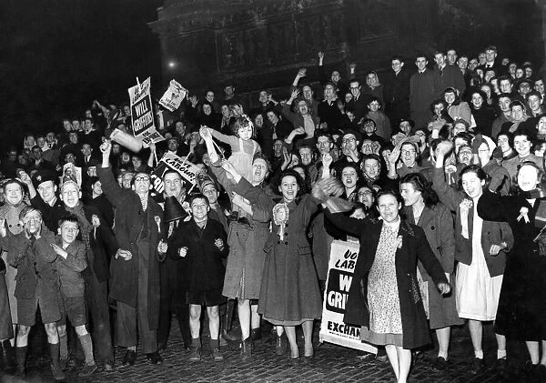 General Election 1950. Youngest member of the 3, 000 crowd which gathered in Albert Square