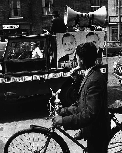 General Election 70 Enoch Powell canvassing from a Land Rover