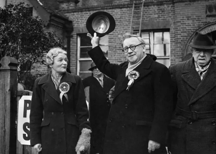Framed Print : General Election. Mr and Mrs Herbert Morrison at the polling booth to vote Framed Print : General Election. Mr and Mrs Herbert Morrison at the polling booth to vote