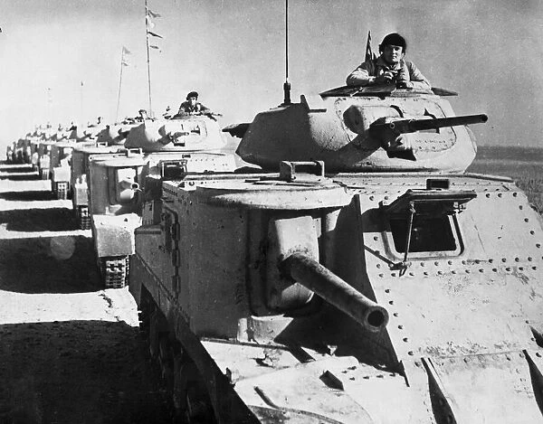 General Grant tanks moving into battle during Second World War. 4th June 1942