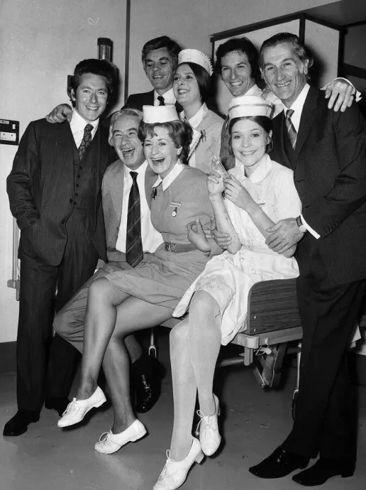 Framed Print : General Hospital television programme cast members 1972 Seated Left to Right