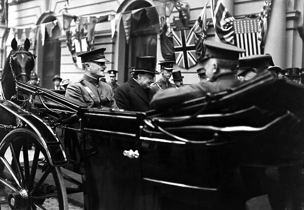 General John J Pershing seen here leaving Victoria station with Mr Winston Churchill