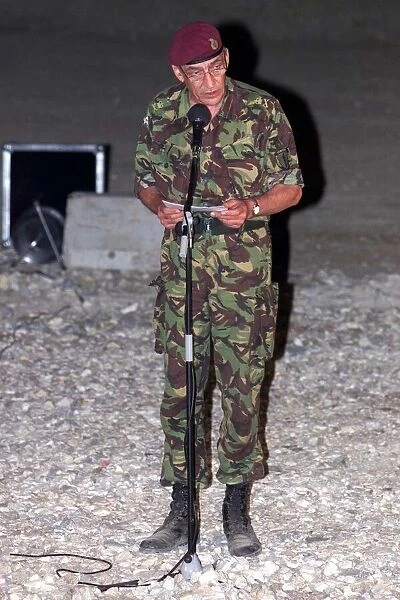 General Mike Jackson at French Base at Kumanovo June 1999 where he announced