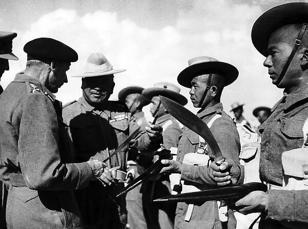 General Montgomery visiting a battalion of Gurkhas who helped the 8th Army to