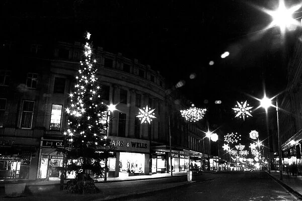 General pictures of Newcastle City Centre at night with the Christmas decorations in full