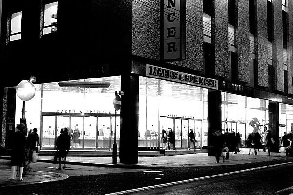 General pictures of Newcastle City Centre at night 8 December 1970 - Marks & Spencer