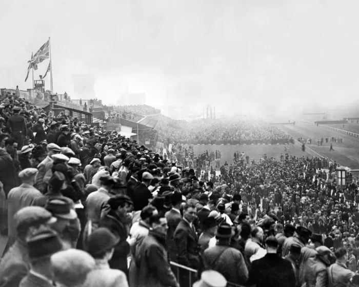 Framed Print : A general scene in between events at Aintree racecourse in Liverpool on the day of