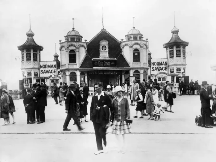 Framed Print : General scene showing people People walking about outside the Thetare on Blackpool Framed Print : General scene showing people People walking about outside the Thetare on Blackpool