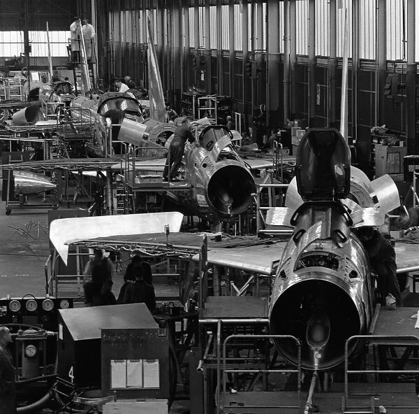 General scenes showing the construction of the Lightning fighter plane at Preston