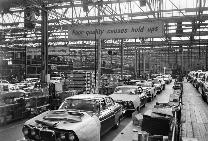 Framed Print : General scenes showing the new Jaguar cars coming off the production line at the plant