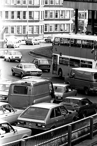 General scenes of traffic scenes in Newcastle - traffic jam on the Swan House Roundabout