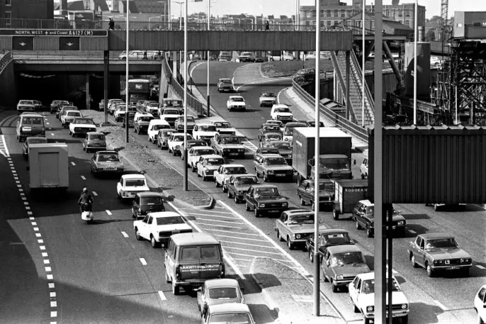 Framed Print : General scenes of traffic scenes in Newcastle - A traffic jam on the Central Motorway