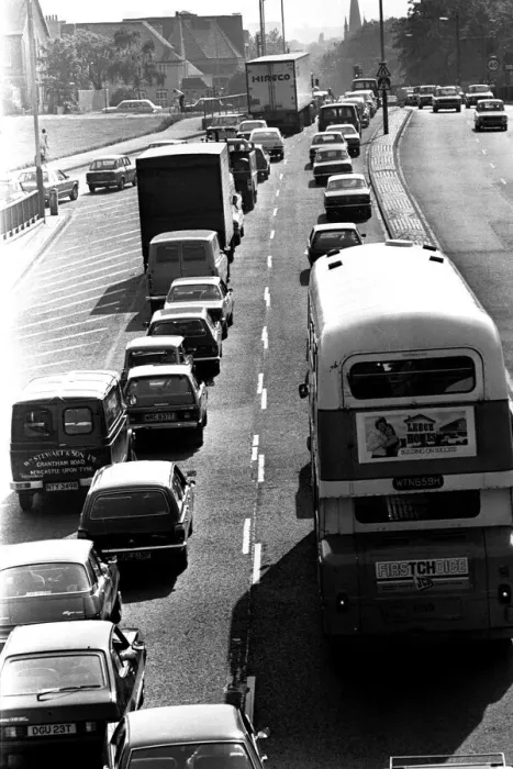 Framed Print : General scenes of traffic scenes in Newcastle - Traffic jams on the Coast Road at Heaton