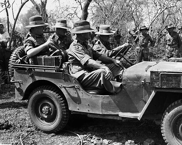 General Slim commander of the British Fourteenth Army in Burma in World War 2 in a jeep
