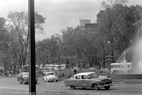 General Street scenes of Mexico City. OPS people, traffic, architecture. January 1968