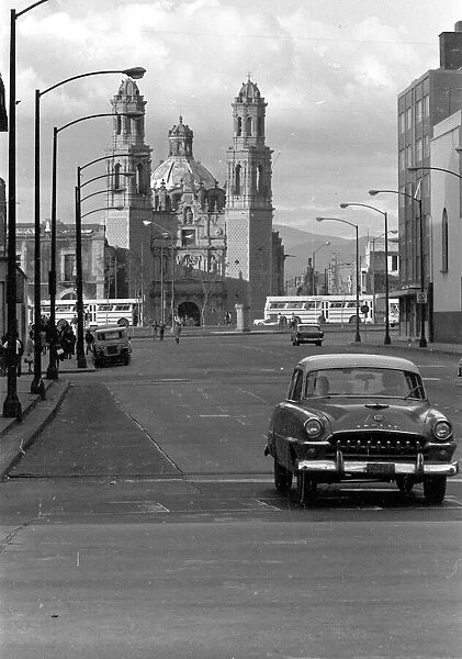General Street scenes of Mexico City. OPS people, traffic, architecture. January 1968