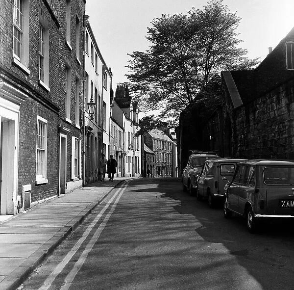 General street view of Durham City, County Durham. 24th May 1969