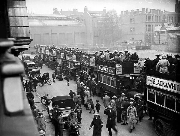 General Strike Scene June 1926 Bus load of special constables ready to leave for