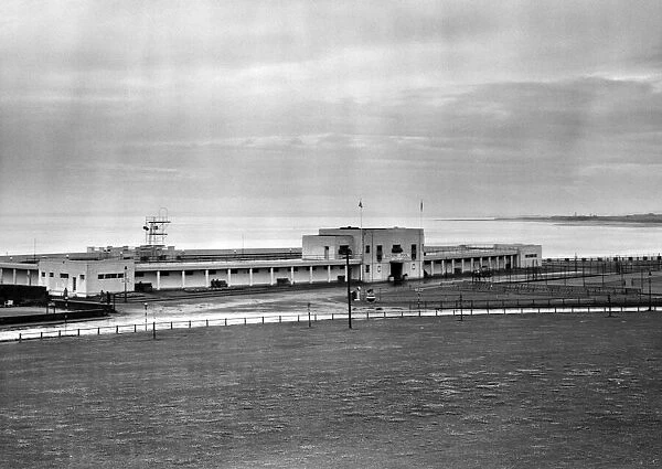General view of Arbroath Swimming pool in Angus, Scotland. July 1951