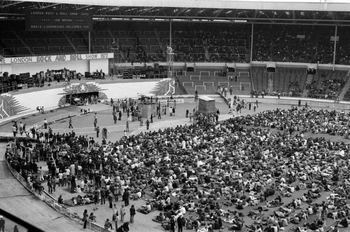 Framed Print : A general view of the audience at the London Rock and Roll Show at Wembley Stadium