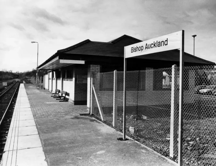 Framed Print : A general view of Bishop Aucklands new Railway Station on 2nd March 1987 Framed Print : A general view of Bishop Aucklands new Railway Station on 2nd March 1987