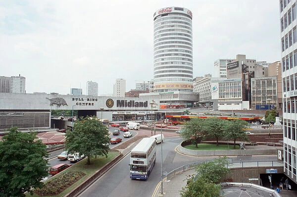 General view of the Bull Ring shopping centre in Birmingham. 18th May 1990