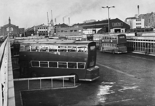 General view of the bus terminal at Pier Head in Central Liverpool
