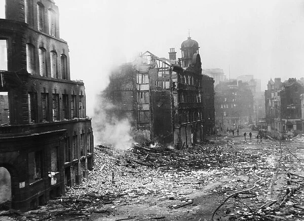 General view of Cannon Street in Manchester. after bombing during the Second World