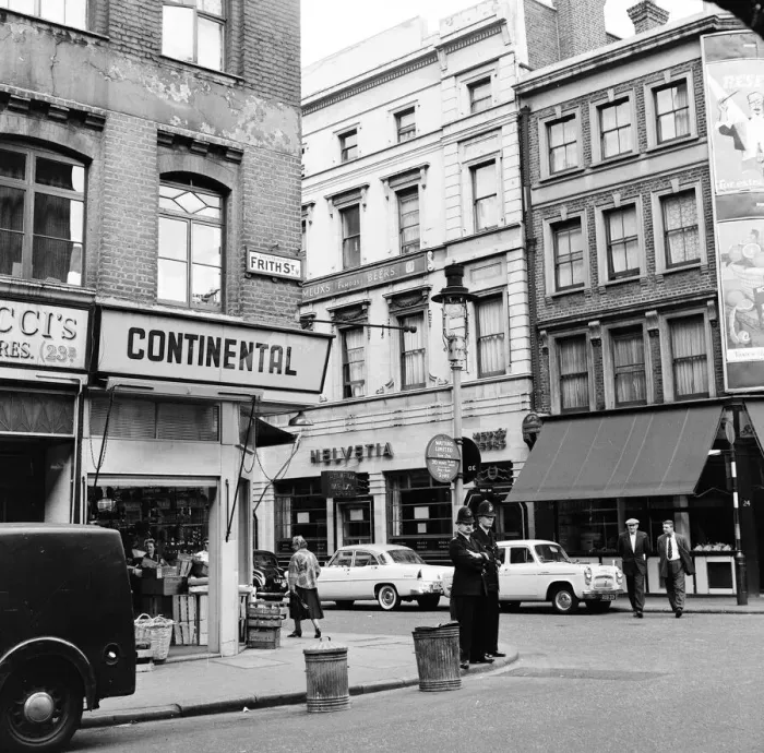Framed Print : General view of Frith Street, Soho, London, 26th June 1956 Framed Print : General view of Frith Street, Soho, London, 26th June 1956