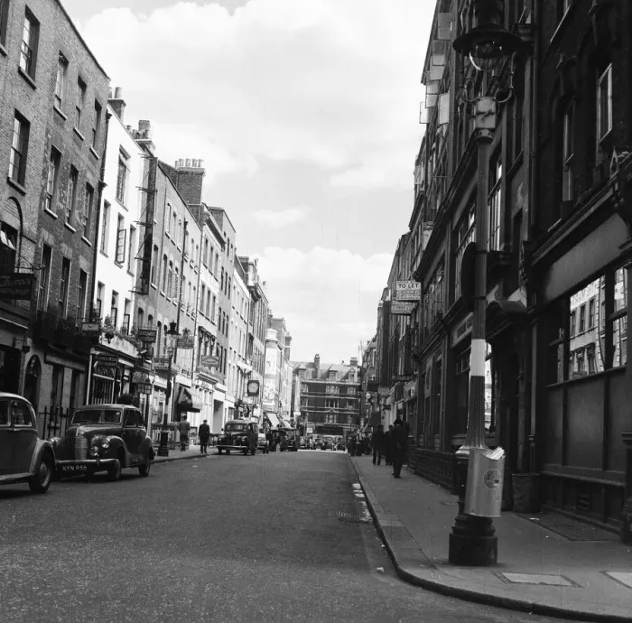 Framed Print : General view of Frith Street, Soho, London, 26th June 1956 Framed Print : General view of Frith Street, Soho, London, 26th June 1956