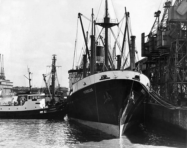 General view of Gladstone dock in central Liverpool showing the crude oil tanker