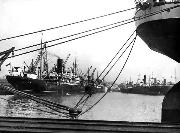 General view of the Kings Dock, Swansea, Wales. 8th April 1937