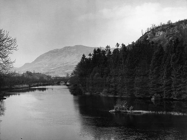 General view of Loch Tubhair at the Killin road in Perthshire. Circa 1930