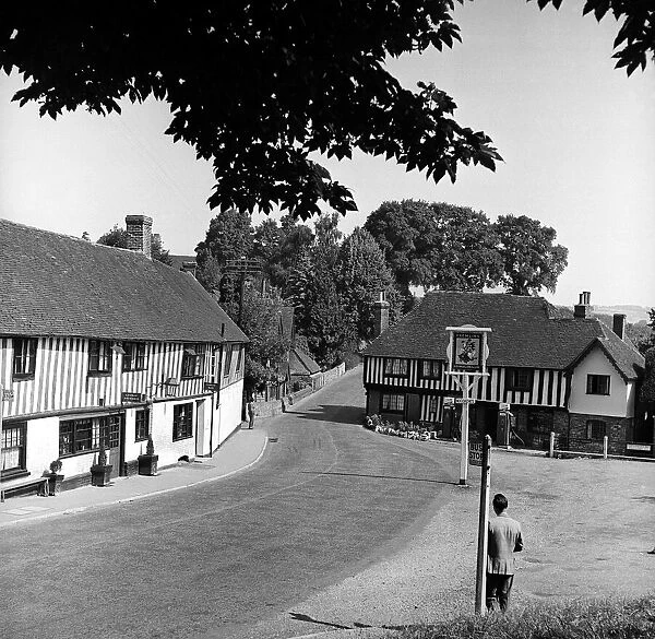 General view of the main street running though the village of Ightham near Sevenoaks in