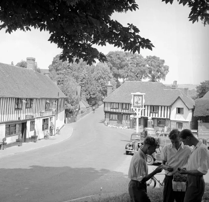 Framed Print : General view of the main street running though the village of Ightham near Sevenoaks in Framed Print : General view of the main street running though the village of Ightham near Sevenoaks in