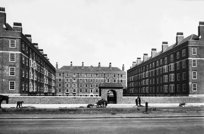 Framed Print : General view of the new tenement housing at Speke Road Gardens showing three of