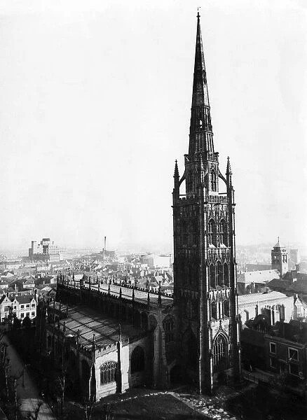 General view showing Coventry Cathedral, pre 1939